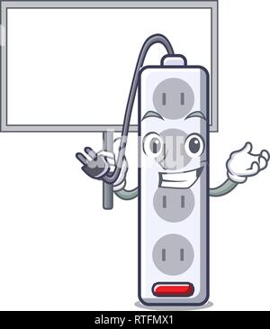 Bring board power strip in the character shape Stock Vector