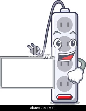 With board power strip in the character shape Stock Vector