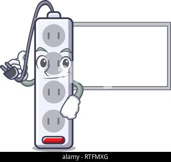 Thumbs up with board power strip in the character shape Stock Vector