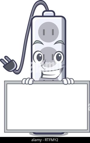 Grinning with board power strip in the character shape Stock Vector