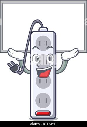 Up board power strip in the character shape Stock Vector