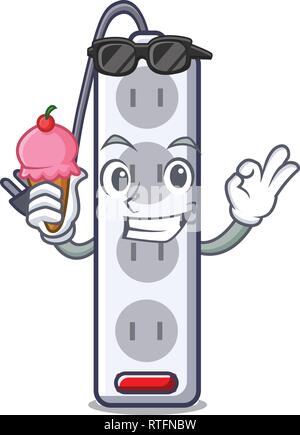 With ice cream power strip attaches the cartoon table Stock Vector