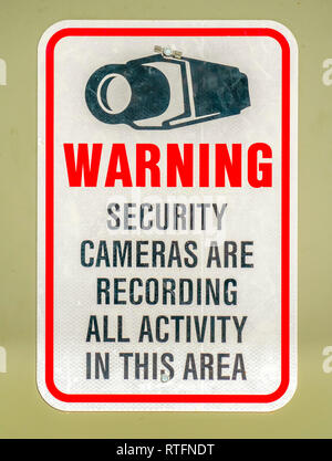 Area Under Video Surveillance Warning sign with picture illustration of ...