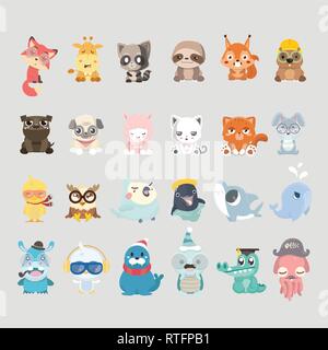 Cute animal collection. Stock Vector