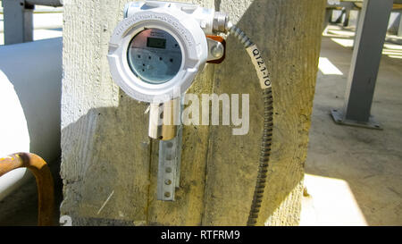 The premises of the oil plant, Krasnodar, Russia - February 21, 2017: gas analyzer Equipment for primary oil refining. Stock Photo
