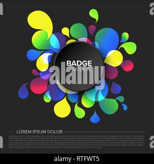 Black creative badge / tag template with sample content and fresh background - dark version Stock Vector