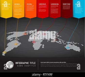 World map infographic: Light World map with colorful pointers Stock Vector
