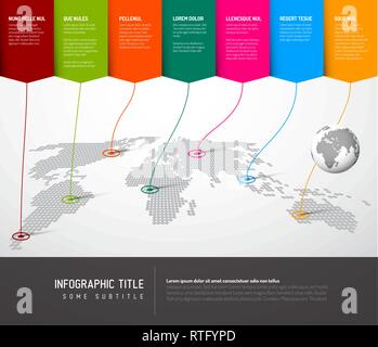World map infographic: Light World map with colorful pointers Stock Vector