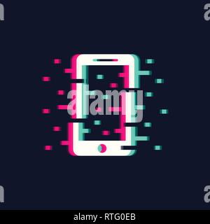 Telephone illustration in trendy glitch style Stock Vector