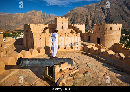Sultanat of Oman, governorate of Al-Batina, Nakhl, Nakhl Fort or Husn Al Heem, fortress, historic mudbrick building Stock Photo