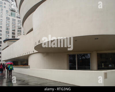 New York, United States - April 20, 2015 - Exterior of Guggenheim Museum Stock Photo