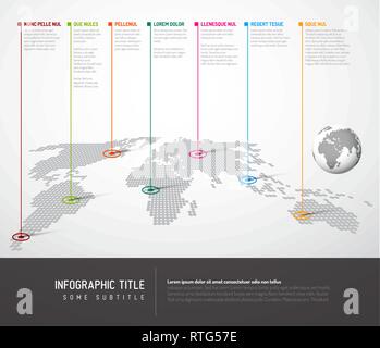 World map infographic: Light World map with straight long pointer marks Stock Vector