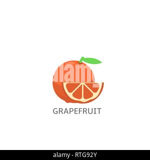 Grapefruit with slice isolated over white background Vector illustration Stock Vector