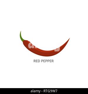 Pepper. Red chilli pepper isolated Vector illustration Stock Vector