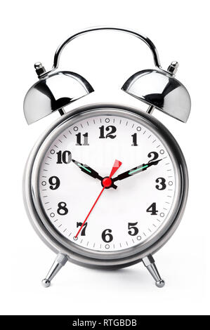 Isolated Alarm Clock on a white background. Stock Photo