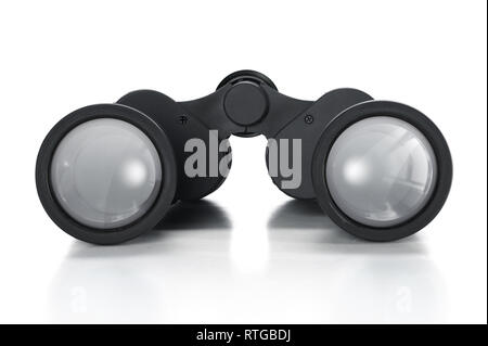 Pair of binoculars on a white background. Stock Photo