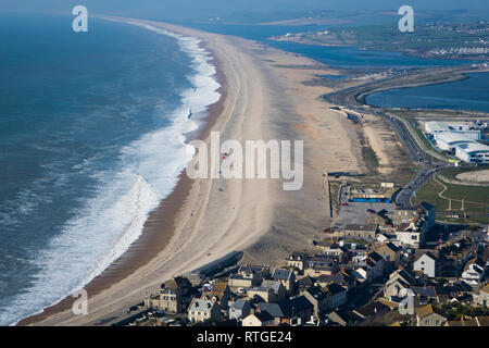 England, Dorset, Portland, Chesil bank & beach Stock Photo