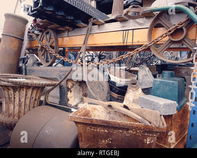 A collection of various guttering and garden hardware at a salvage yard in the UK. Stock Photo