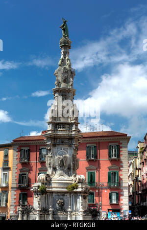 Obelisk Guglia of the Immaculate Virgin (1750), Gesu Nuovo square, Naples, Campania, Italy Stock Photo