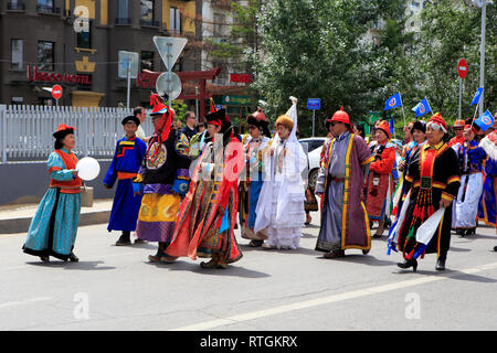 People in traditional costumes, Independence day manifestation, Ulan ...