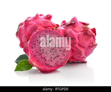 Fresh ripe dragon fruits isolated on white background Stock Photo