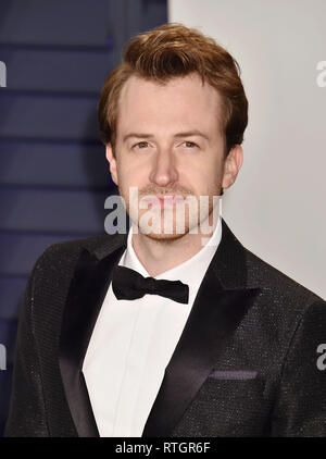 BEVERLY HILLS, CA - FEBRUARY 25: Joseph Mazzello  attends the 2019 Vanity Fair Oscar Party hosted by Radhika Jones at Wallis Annenberg Center for the  Stock Photo