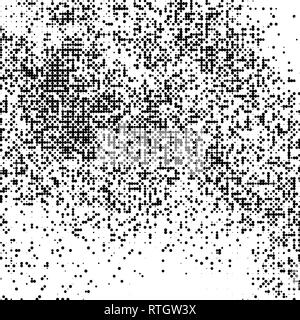 Black Halftone Texture On White Background. Braille Code Imitation Pattern. Modern Dotted Futuristic Backdrop. Fade Noise Overlay. Vector Illustration Stock Vector