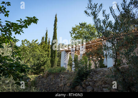 An outdoor yoga studio near the village of Mairena in the Alpujarras region of Andalucia, Spain Stock Photo