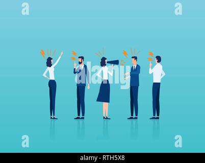 Vector of angry business people men and women being aggressive yelling at each other. Stock Vector