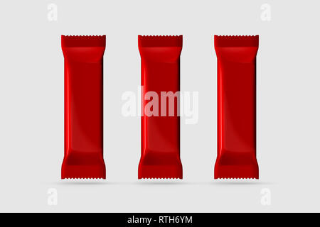 Chocolate Bar packaging blank pack empty template.Mock up.Realistic photo. 3D rendering.Snack Bar. Stock Photo