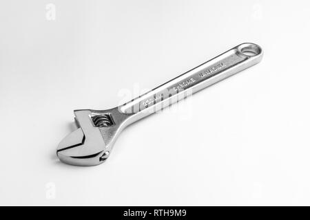 Adjustable Wrench Isolated on White Background Stock Photo