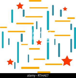 colored horizontal vertical lines and orange stars on a white background Stock Vector