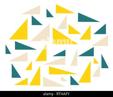 set of chaotic colored triangles on white background Stock Vector