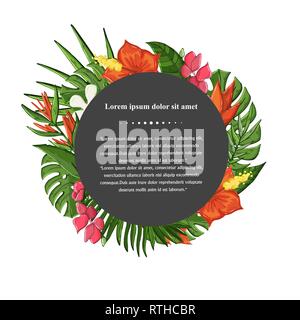 Vector Tropical plant,leaves and flowers background - Vector Stock Vector