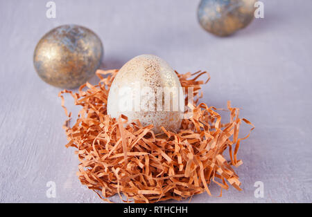Easter three eggs on the table Stock Photo