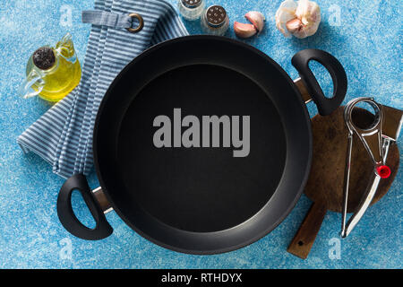 non-stick frying pan on the table. cooking food Stock Photo