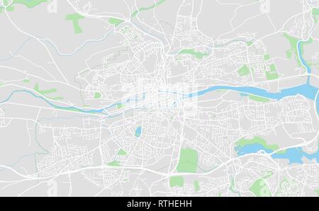 Cork, Ireland downtown street map in classic style colors with all relevant motorways, roads and railways. Stock Vector