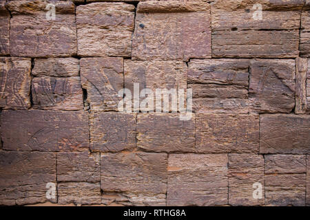 old walls of Meroe pyramids in a desert of Sudan Stock Photo