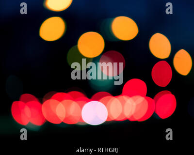 Dark background with colorful lense flairs. Bokeh balls. flat lay. blurry Stock Photo