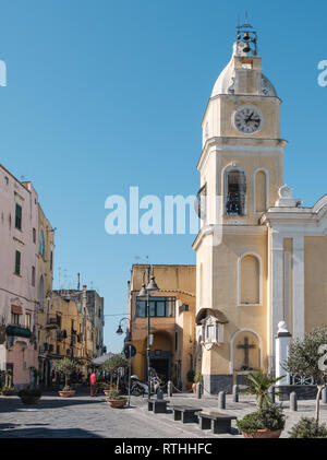 The town of Corricella on the picturesque island Procida, off the coast of Naples, Italy. Stock Photo