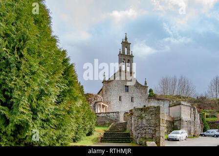 Allariz, Orense, Spain; March 2013: View of facade church of Santa Maria de Vilanova  in the village of Allariz in province of Orense Stock Photo