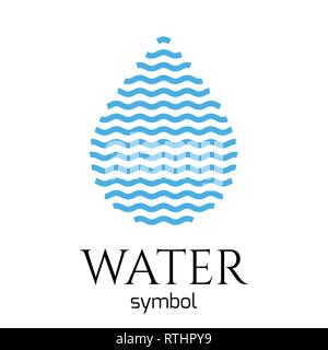 Abstract blue water drop symbol. Vector creative concept icon. Stock Vector