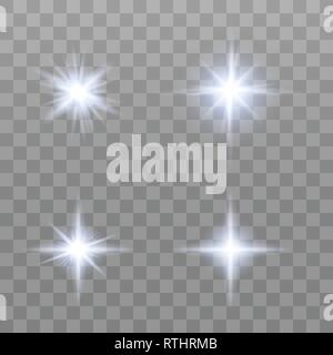 Set of various flare elements. Vector illustration with light effects for design. Stock Vector