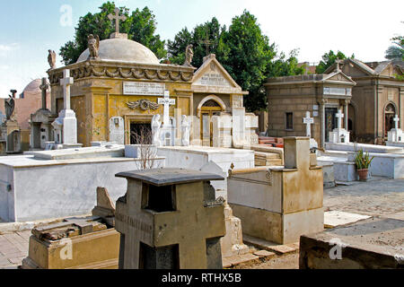 Cairo, Egypt - March 01, 2010: Tombs Mausoleum Graveyard at Coptic Cemetery in Cairo, Egypt. Stock Photo