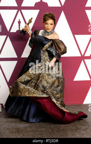 Best Costume Design winner for 'Black Panther' Ruth E. Carter poses in the press room with the Oscar during the 91st Annual Academy Awards at the Dolby Theatre in Hollywood, California on February 24, 2019. Stock Photo