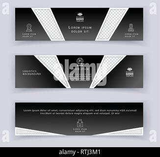 Business banner. Logistics horizontal template. Abstract background for website design, Stock Vector