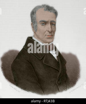 Juan Antonio Ribera Fernandez (1779-1860). Spanish painter of Neoclassicism. Lithography. Drawing by Llanta (fl.1866 - 1872) . Lithography. Later colouration. Crónica General de España, Historia Ilustrada y Descriptiva de sus Provincias. Catalonia. 1866. Stock Photo