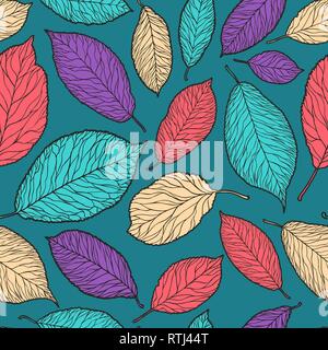 Seamless abstract background. Decorative leaves pattern. Vector illustration Stock Vector