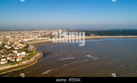Aerial photography of Saint Georges de Didonne beach at sunset Stock Photo