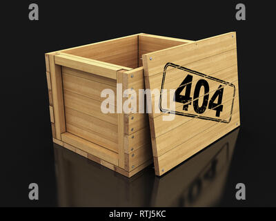 Wooden crate with 404. Image with clipping path Stock Photo